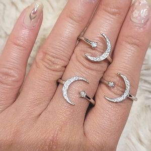 🍒NEW🍒 925 STERLING SILVER MOON & STARS RING